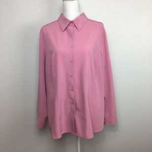 Lane Bryant Pink Button Down Long Sleeve Blouse